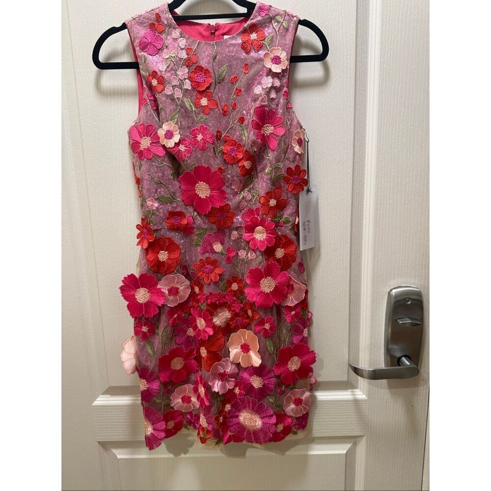 HELSI Miranda 3D Floral Sequin Mini Dress -Fuchsia Cocktail Party Size XS NWT - Picture 3 of 7